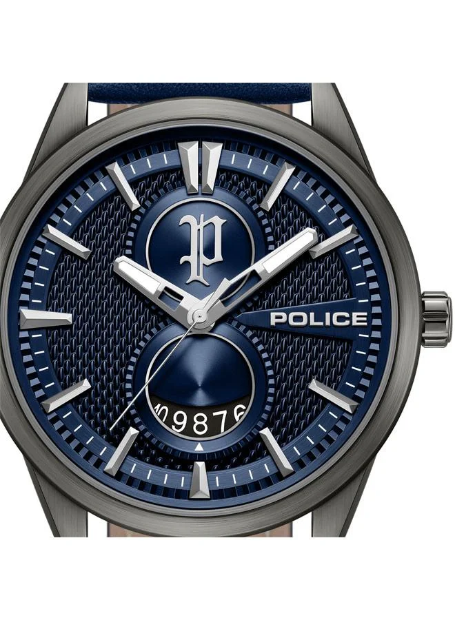 Police blue Men's Styleshift Blue Dial Genuine Leather Strap Analog Watch for Men, 43mm for Men | Best Price UAE